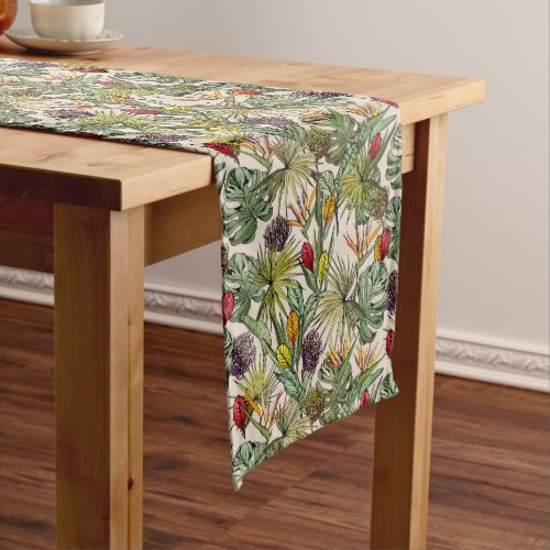 Tropical Floral Pattern Medium Table Runner