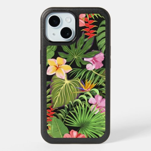 Tropical floral pattern iPhone 15 case