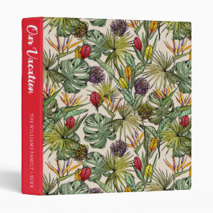 Tropical Floral Pattern Our Vacation 3 Ring Binder