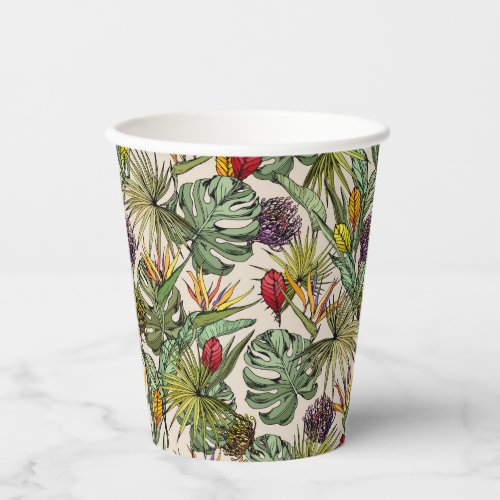 Tropical Floral Pattern Paper Cups