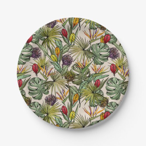 Tropical Floral Pattern Paper Plates