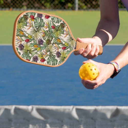Tropical Floral Pattern Pickleball Paddle