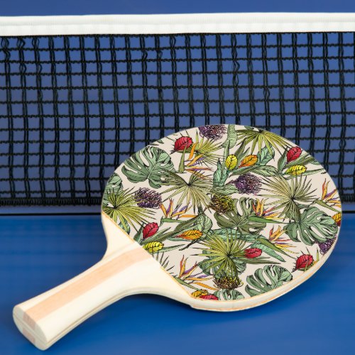 Tropical Floral Pattern Ping Pong Paddle