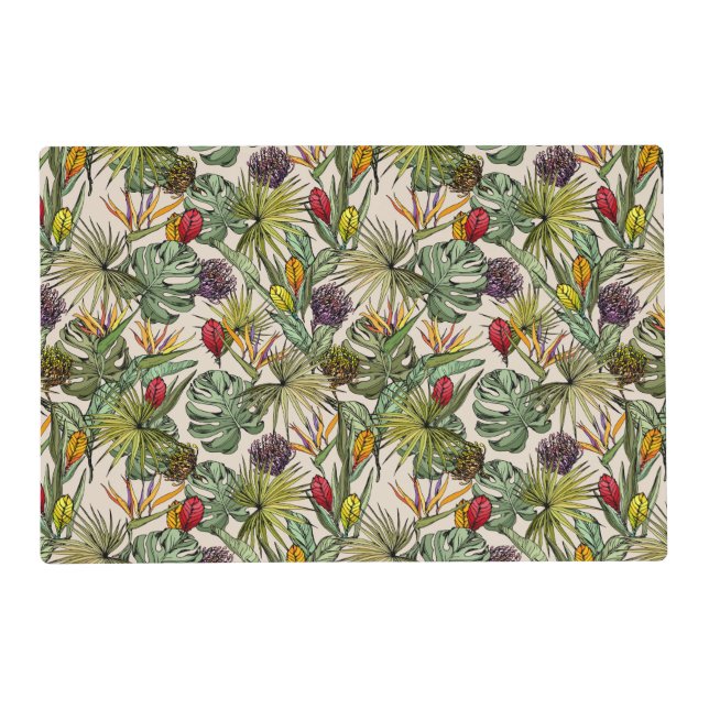 Tropical Floral Pattern Placemat (Front)