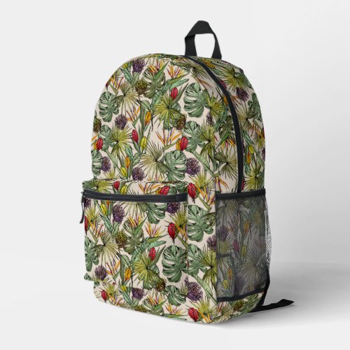 Tropical Floral Pattern Printed Backpack