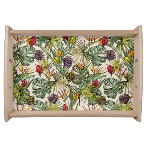 Tropical Floral Pattern Serving Tray