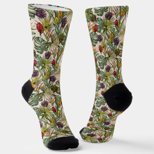 Tropical Floral Pattern Socks
