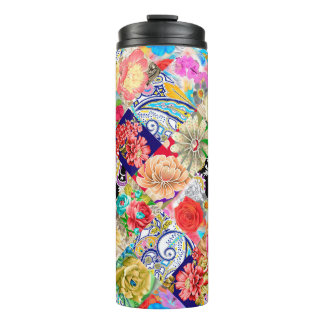 Tropical Floral Pattern Thermal Tumbler