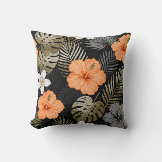 Tropical Floral Pattern Throw Pillow