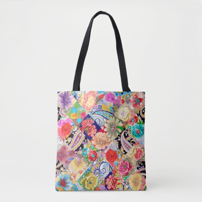 Tropical Floral Pattern Tote Bag (Front)