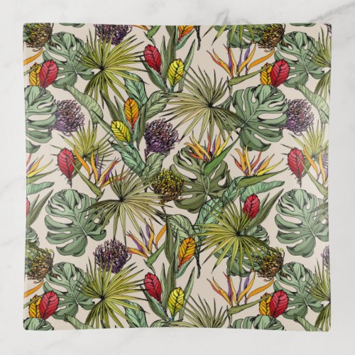 Tropical Floral Pattern Trinket Tray