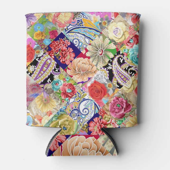 Tropical floral pattern, vibrant colors. can cooler (Front)