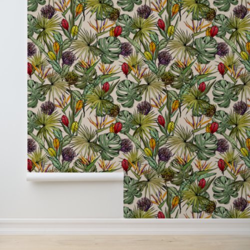 Tropical Floral Pattern Wallpaper