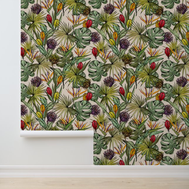 Tropical Floral Pattern Wallpaper (Application)