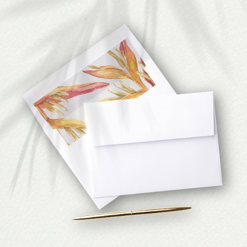 Tropical Floral Pattern Wedding Envelope Liner