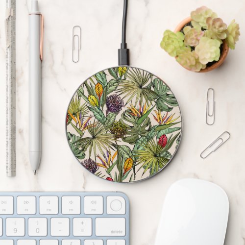 Tropical Floral Pattern Wireless Charger