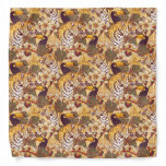Tropical Floral Pattern With Tiger Bandana