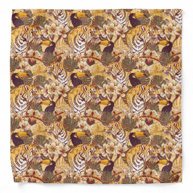 Tropical Floral Pattern With Tiger Bandana (Front)