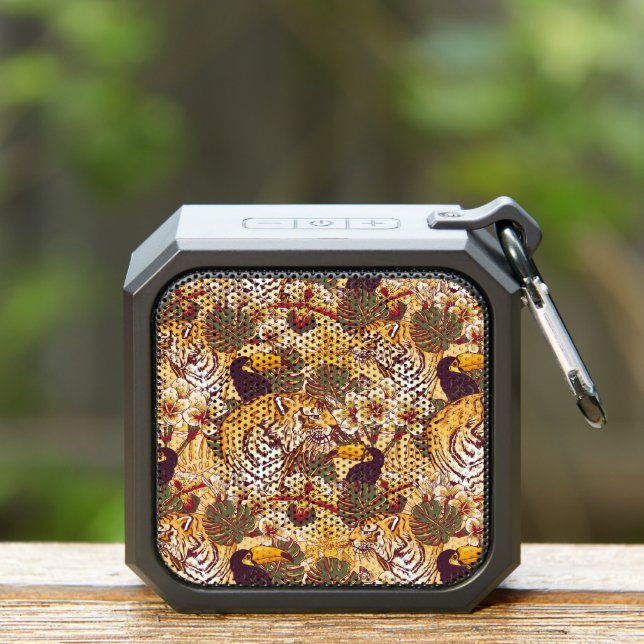 Tropical Floral Pattern With Tiger Bluetooth Speaker (Insitu(Outdoor))
