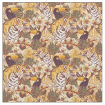 Tropical Floral Pattern With Tiger Fabric