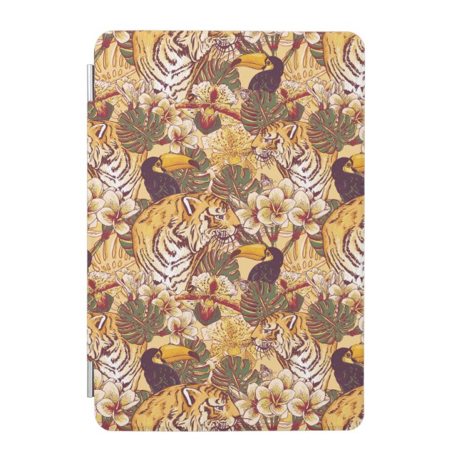 Tropical Floral Pattern With Tiger iPad Mini Cover (Front)