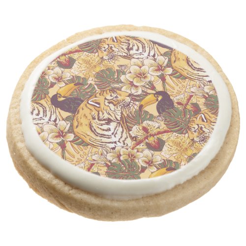 Tropical Floral Pattern With Tiger Sugar Cookie