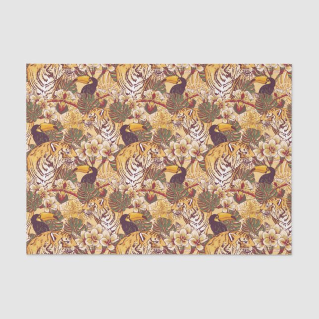 Tropical Floral Pattern With Tiger Tissue Paper (Front)