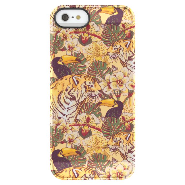 Tropical Floral Pattern With Tiger Uncommon iPhone Case (Back)