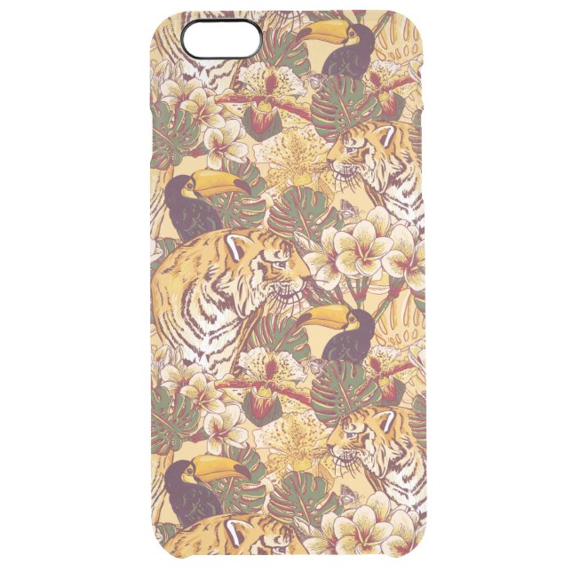 Tropical Floral Pattern With Tiger Uncommon iPhone Case (Back)