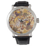 Tropical Floral Pattern With Tiger Watch