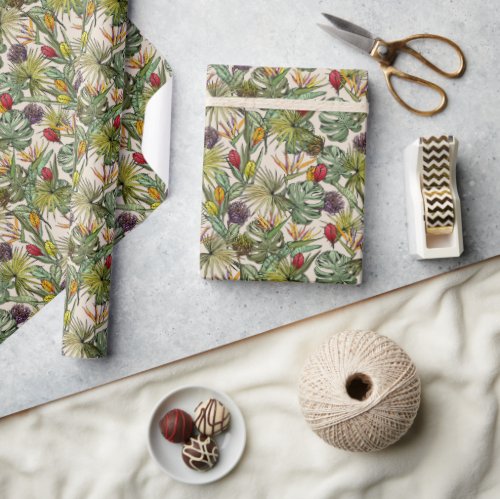Tropical Floral Pattern Wrapping Paper