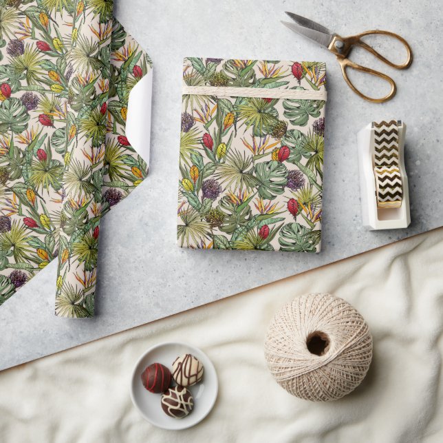 Tropical Floral Pattern Wrapping Paper (Crafts)