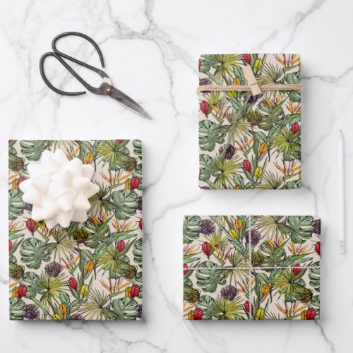 Tropical Floral Pattern Wrapping Paper Sheets