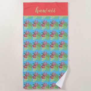 Tropical Floral Personalized Beach Towel