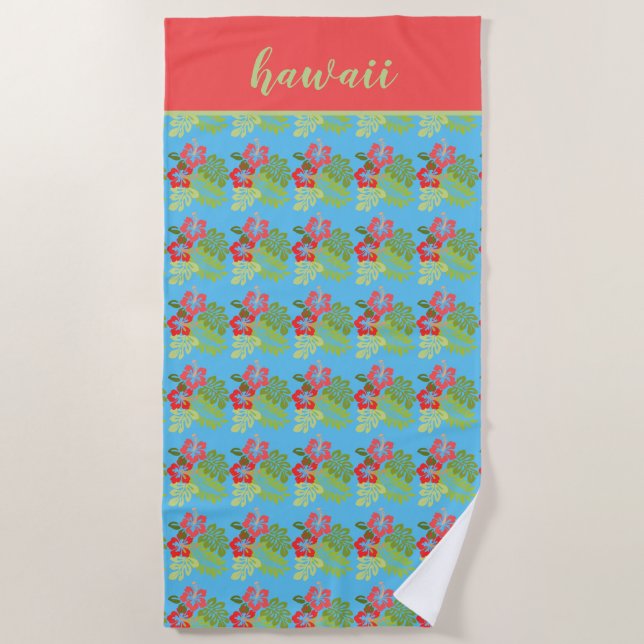 Tropical Floral Personalized Beach Towel (Front)