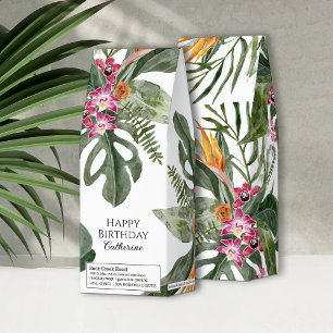 Tropical Floral Personalized Happy Birthday Roasted Coffee