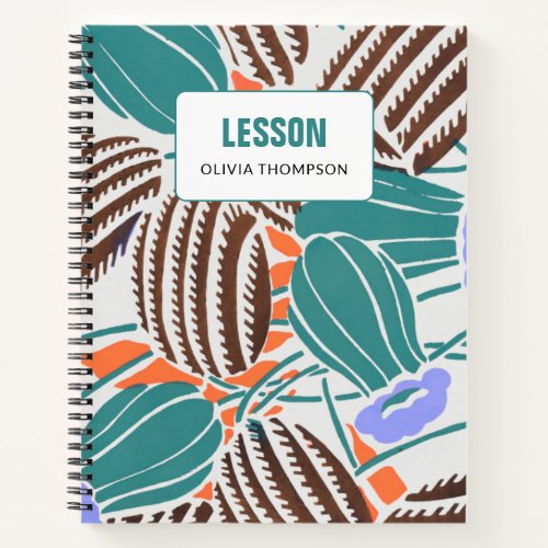 Tropical Floral Personalized Lesson Composition   Notebook