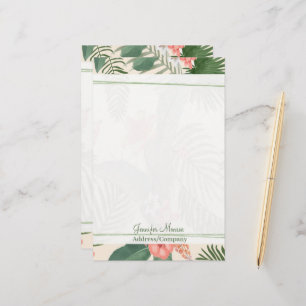 Tropical floral personalized stationery