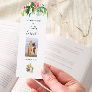 Tropical Floral Photo Celebration Of Life Bookmark