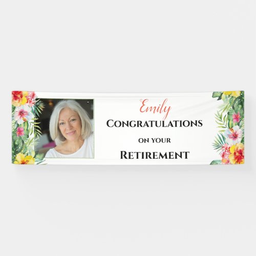Tropical Floral Photo Retirement Banner