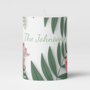 Tropical Floral Pillar Candle