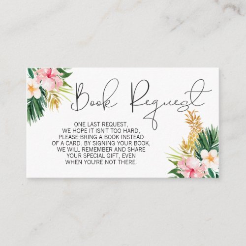 Tropical floral pineapple book request insert
