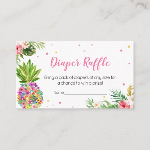 Tropical Floral Pineapple Diaper Raffle Enclosure Card