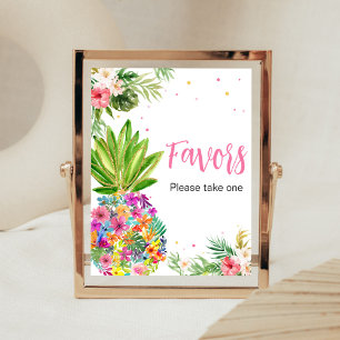 Tropical Floral Pineapple Favors Poster