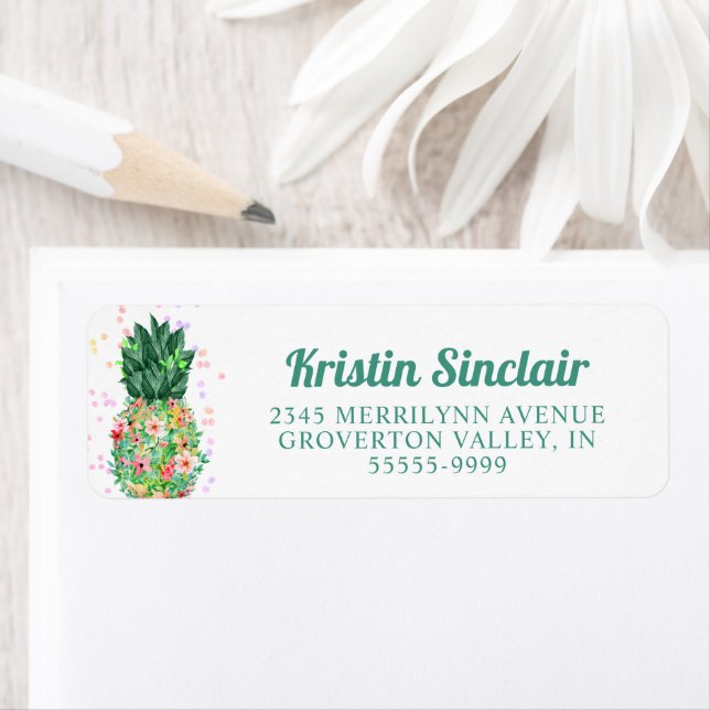 Tropical Floral Pineapple Green Label (Insitu)