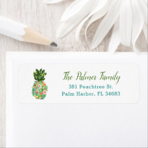 Tropical Floral Pineapple Return Address Label