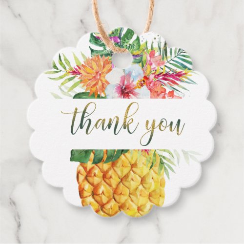 Tropical Floral Pineapple Thank you Favor Tags