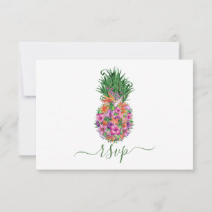 Tropical Floral Pineapple Wedding Menu Choice