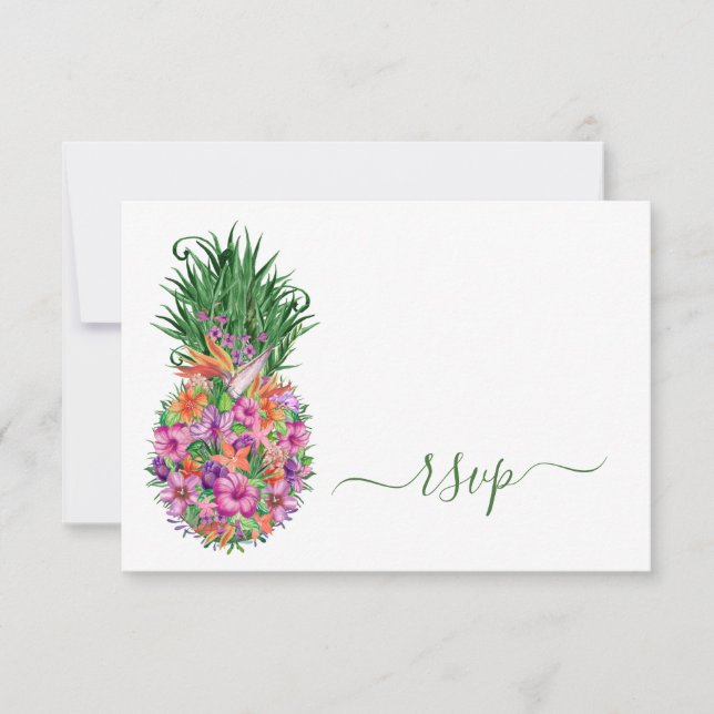 Tropical Floral Pineapple Wedding Menu Choice (Front)