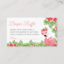 Tropical Floral pink Baby Shower Diaper Raffle